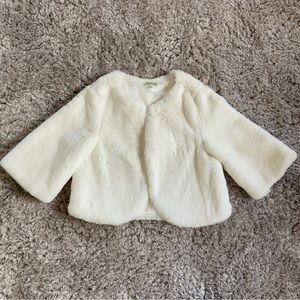 Off-white faux fur short sleeve jacket